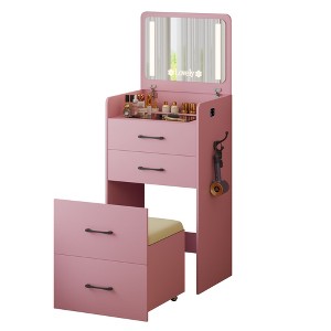 Fredees 3-in-1 Vanity Desk with Flip Top Mirror and Lights. - 1 of 4