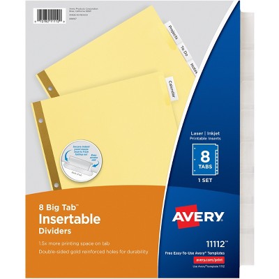 Avery Big Tab Insertable Paper Dividers 8-Tab Buff with Clear Tabs 668487