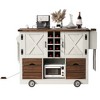 YOOCOZZ 54" Farmhouse Kitchen Island with Drop Leaf, Power Outlet, 2 Doors+2 Drawers, Spice Rack, Rolling Cart on 4 Wheels - 3 of 4