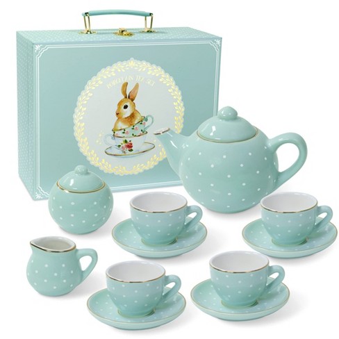 Jewelkeeper Porcelain Tea Set For Little Girls Blue 13 Piece Target