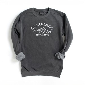 Simply Sage Market Women's  Garment Dyed Graphic  Embroidered Sweatshirt Colorado Mountains - 1 of 3