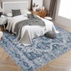 Vintage Rug Irregular Medallion Area Rug Ultra-Thin Non Slip Floral Print Indoor Mat for Living Room Dining Room Bedroom Farmhouse - 4 of 4