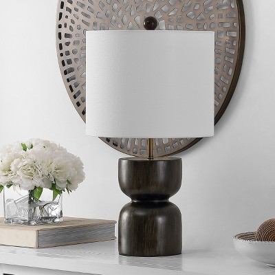 Lastra Dark Brown Resin Table Lamp with White Shade