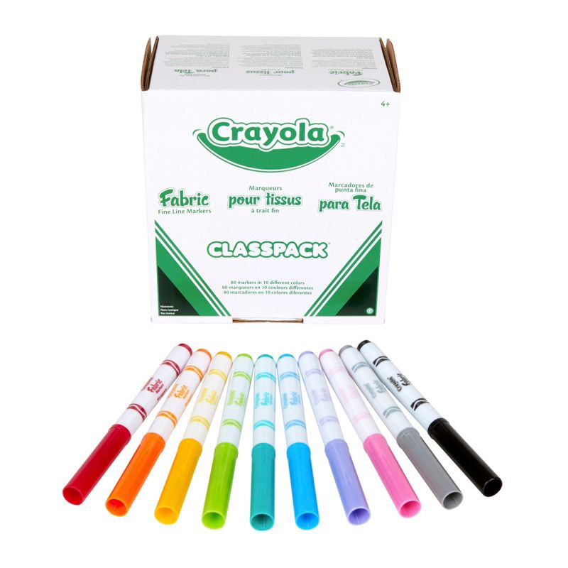 Crayola Fabric Markers, Fine Line, Assorted Colors, Set of 80, 1 of 4