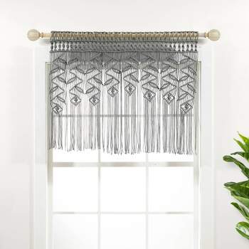 30"x40" Boho Macrame Leaf Cotton Kitchen Curtain Valance - Lush Décor