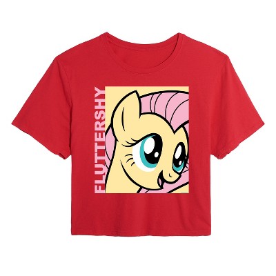 Women's - My Little Pony - Character Block Fluttershy Cropped Graphic T-Shirt