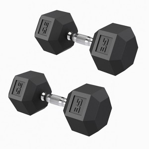 Garvee Rubber Encased Hex Dumbbell Set Contoured Handle for Muscle Toning, Strength Building & Full Body Workout - 1 of 4