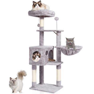 VEVOR Cat Tree for Indoor Cats, 45.2" Cat Tower with Cat Condo, Sisal Scratching Post, Hammock, Top Perch, Jumping Platforms, Large Cat House