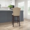 Edenwood Barstool Chocolate/Cream - Hillsdale Furniture: Swivel, Upholstered with Button Tufting & Nailhead Trim - 2 of 4
