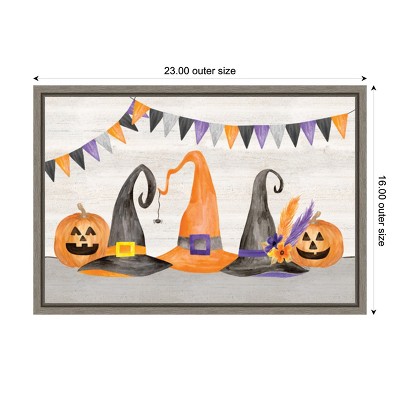Halloween Witches and Pumpkins Earth Tone Canvas Print