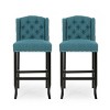 31" Upholstered Counter Bar Stools Set of 2 with Tufted Wingback,Nailhead Trim & Solid Wood Legs for Bar Kitchen Island-Baofuwish - 3 of 4