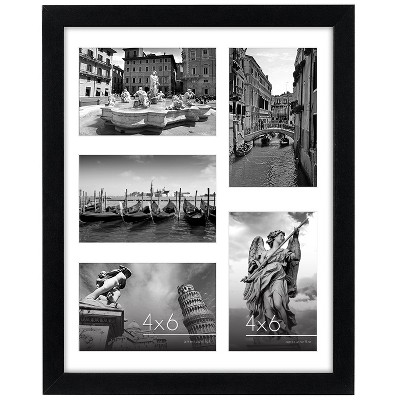 Americanflat Collage Picture Frame in Black MDF / Shatter Resistant Glass with Five Displays for Wall - 11" x 14"