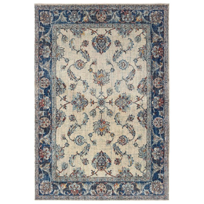 Paxton Bordered Traditional Area Rug Ivory/Blue - Captiv8e Designs, 1 of 6
