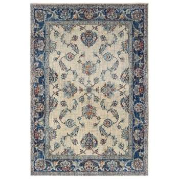 Paxton Bordered Traditional Area Rug Ivory/Blue - Captiv8e Designs