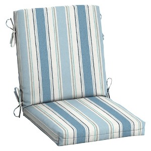 ARDEN Outdoor Midback Chair Cushion, 18 x 16.5, Rain-Proof, Fade Resistant French Blue Linen Stripe - 1 of 4
