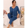 cheibear Women's Long Sleeve Pullover Top with Pants Sleepwear Pajama Sets - 2 of 4