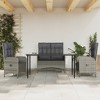 vidaXL Gray Poly Rattan Patio Dining Set with Reclining Chairs, Tempered Glass Table, and Cushions - Outdoor, Garden, Deck Furniture - 2 of 4