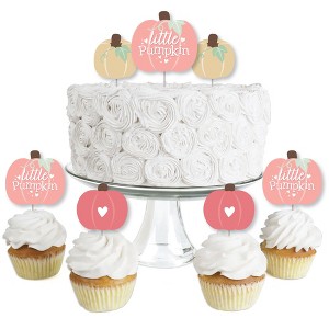 Big Dot of Happiness Girl Little Pumpkin - Dessert Cupcake Toppers - Fall Birthday Party or Baby Shower Clear Treat Picks - Set of 24 - 1 of 4