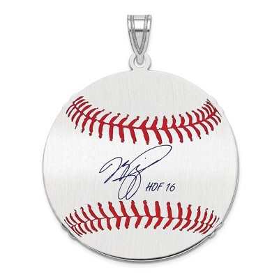 Black Bow Jewelry Sterling Silver Mike Piazza Signature LG Enamel Baseball Pendant