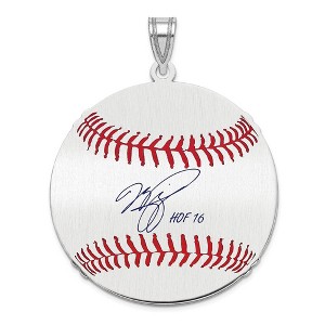 Black Bow Jewelry Sterling Silver Mike Piazza Signature LG Enamel Baseball Pendant - 1 of 4