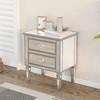 Glass Elegant Mirrored Side Table with 2 Drawers, Modern Silver Finished for Living Room - 2 of 4