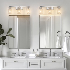DORESshio Chrome 3-Light Vanity Light, E26 Bulbs, Modern Bathroom Mirror Lighting - 1 of 4