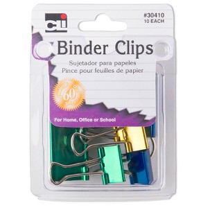Charles Leonard Binder Clips, Assorted Sizes in Metallic Colors, Pack of 10 (Case of 15) - 1 of 1