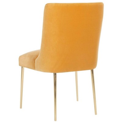 Transitional Mustard Velvet Parsons Dining Chair with Gold Legs