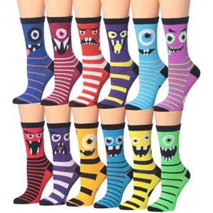 Tipi Toe Women's 12 Pack Colorful Patterned Lightweight Crew Socks - 1 of 1