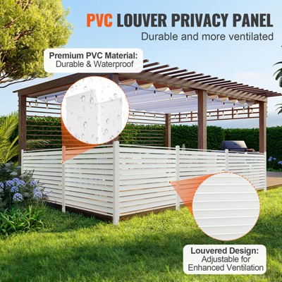 White 48" x 48" Vinyl Privacy Fence Panels with Galvanized Metal Stakes