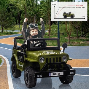 12V Kids Ride On Truck Car with Remote Control, Spring Suspension, Various Speeds, LED Lights, Music, and Safety Belt, Electric Ride On Car Toys - 1 of 4