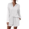 Ekouaer Summer Outfits for Women 2 Piece Sets Lounge Sets V Neck Button Down Shirt and Shorts Loungewear with Pockets - 4 of 4