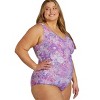 Sporti Sporti Plus Size Jungle Floral Conservative Printed Girl Leg One Piece Swimsuit Mushroom 26W - 3 of 4