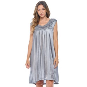 Casual Nights Women's Sleeveless Flower Satin Nightgown - 1 of 4