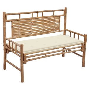 vidaXL Garden Bench Natural Bamboo Bamboo, 100% Polyester Medium - 1 of 4