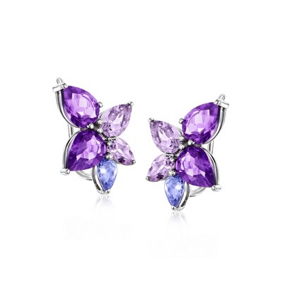 Ross-Simons 3.40 ct. t.w. Amethyst and .40 ct. t.w. Tanzanite Ear Climbers in Sterling Silver