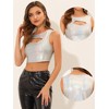 INSPIRE CHIC Women's Metallic Sleeveless Cut Out Party Holographic Crop Tank Tops - 2 of 4