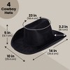 Zodaca 4-Pack Black Felt Cowboy Hats - Bulk Pack of Cowboy Hats for Men, Women, Girls, Halloween, Wedding Events (Adult Size) - 4 of 4
