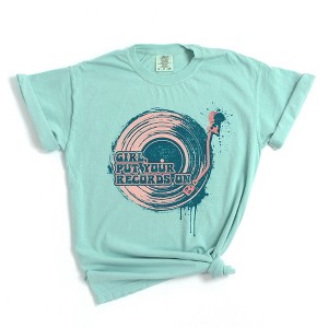 Simply Sage Market Women's Girl Put Your Records On Short Sleeve Garment Dyed Tee - 1 of 2