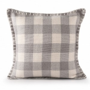 HomeRoots 20" X 20" Light Gray And Ivory Polyester Plaid Zippered Pillow - 1 of 4