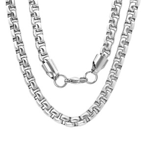 Steeltime Men's 24" box necklace chain. Color Options: Silver, Black - 1 of 4