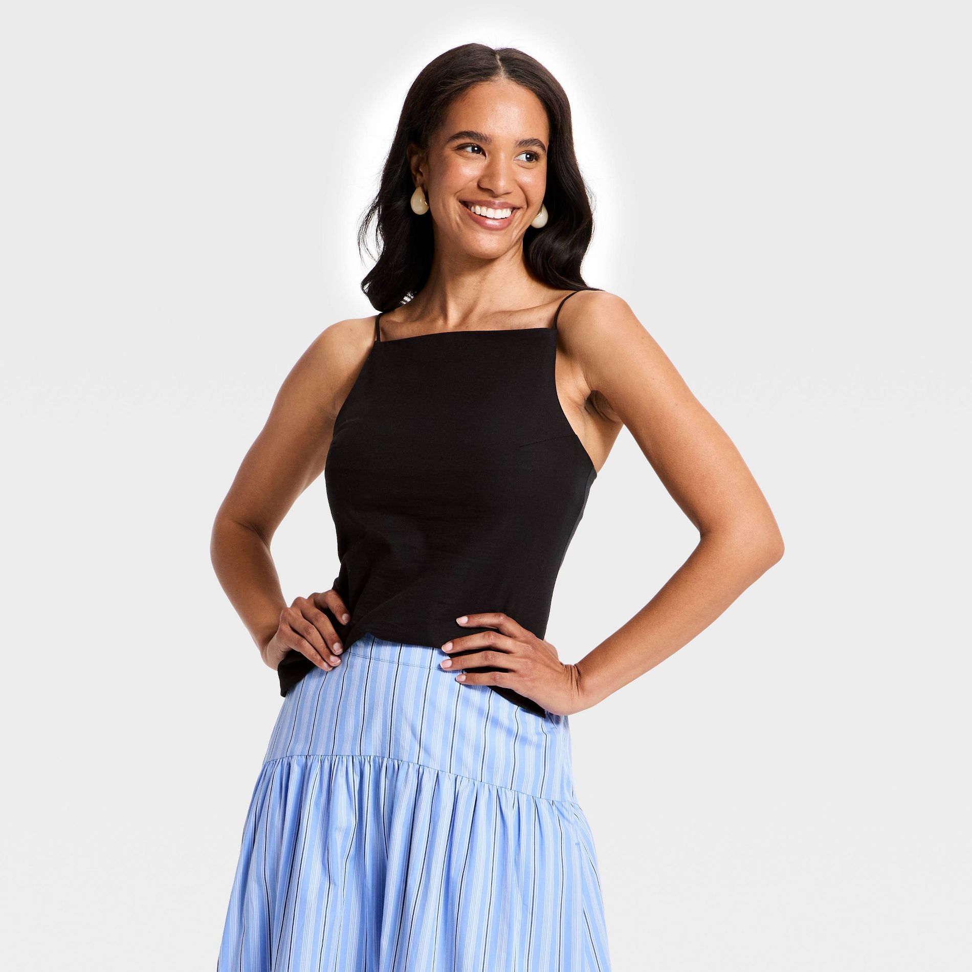 Women's Linen Square Neck Tank Top - A New Day™