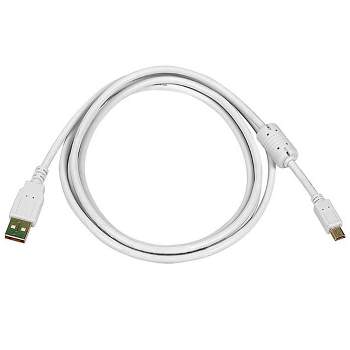 Monoprice USB 2.0 Cable - 6 Feet - White | USB Type-A to USB Mini-B 2.0 Cable - 5-Pin, 28/24AWG, Gold Plated
