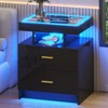 Fredees Nightstand with USB/Wireless Charging Station, Modern Bedside Table with Auto-Sensing RGB Lights - 3 of 4