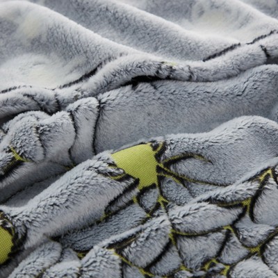 Gray Halloween Glow-in-the-Dark Spider Web Fleece Throw Blanket