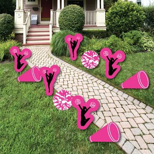 Big Dot of Happiness We've Got Spirit - Cheerleading - Pom-Pom & Megaphone Lawn Decor - Outdoor Birthday Party or Cheer Party Yard Decorations - 10 Pc - 1 of 4