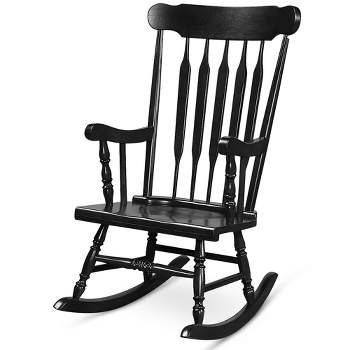 Tangkula Wooden Rocking Chair Single Rocker Indoor Garden Patio Yard Black