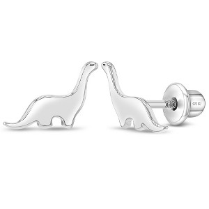 Girls' Gentle Giant Dinosaur Screw Back Sterling Silver Earrings - In Season Jewelry - 1 of 4