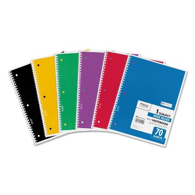 Mead Spiral Notebook 1 Subject Wide/Legal Rule Assorted Color Covers 10.5x8 73063