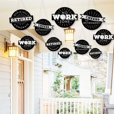 Big Dot of Happiness Hanging Happy Retirement - Outdoor Hanging Decor - Retirement Party Decorations - 10 Pieces